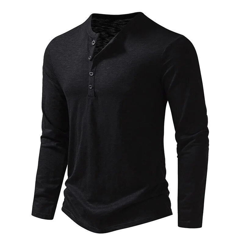 Paige | Slim Fit Cotton Henley Shirt