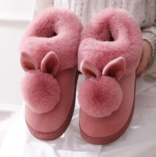 Cute Rabbit Fuzzy Slippers