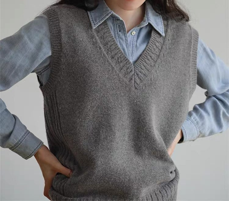 Comfy Open Neck Sleeveless Sweater Vest