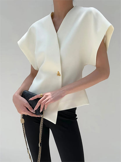 Comfy V Neck Casual Women's Blouse - OutfitLondon