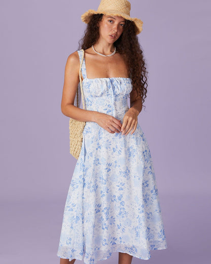 Payton | Ruched Fit Sleeveless Square Neck Summer Dress