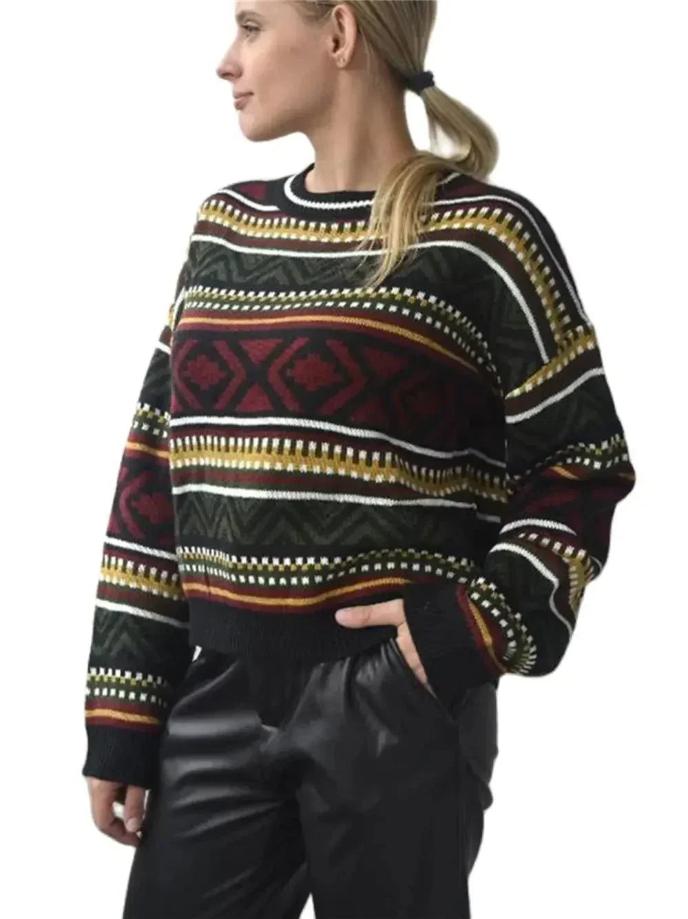 Warm Geometric Patterned Winter Sweater