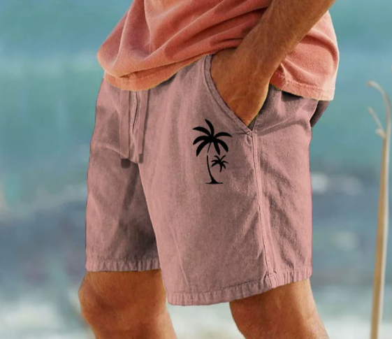 Beachy Summer Shorts with Leaf Print Design - OutfitLondon