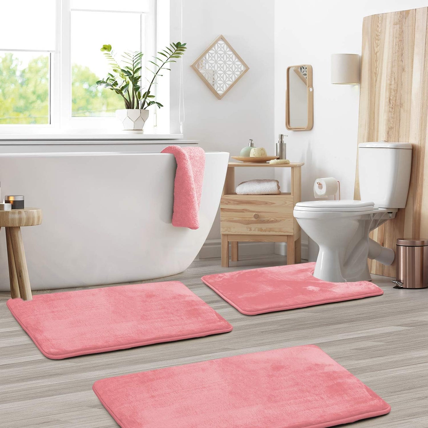 Soft Cushion Bath Mat Set 3-Piece Non Slip