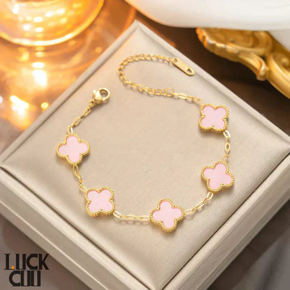 Elegant Flower Charm Bangle 14K Gold Plated Stainless Steel