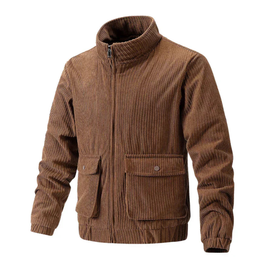 Rugged Mens Corduroy Coat with Pockets - OutfitLondon