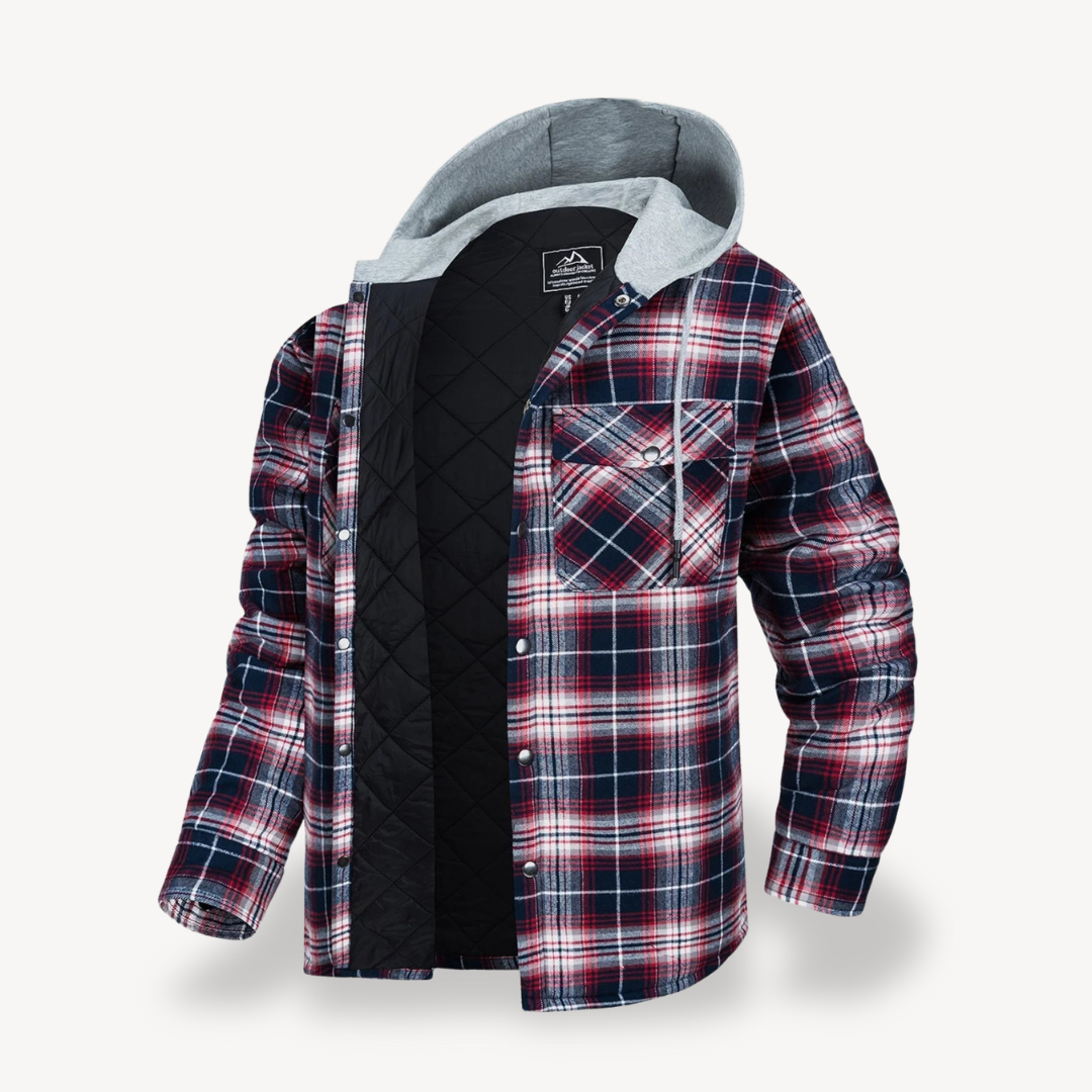 Warm Checked Hoodie Coat for Men