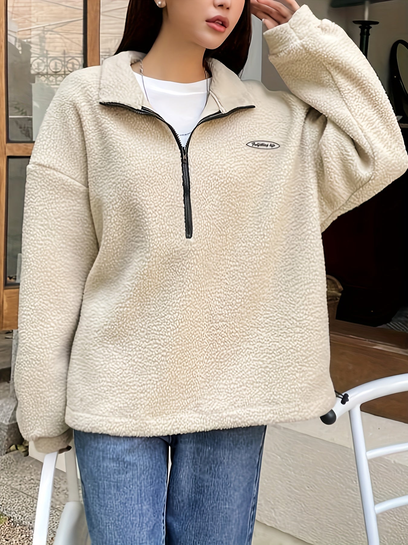 Simple Crew Neck Fleece Pullover – Nina