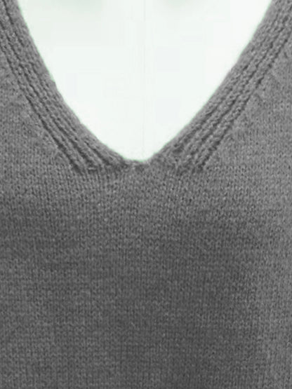 Relaxed Fit V-Neck Sweater for Full Figure Women