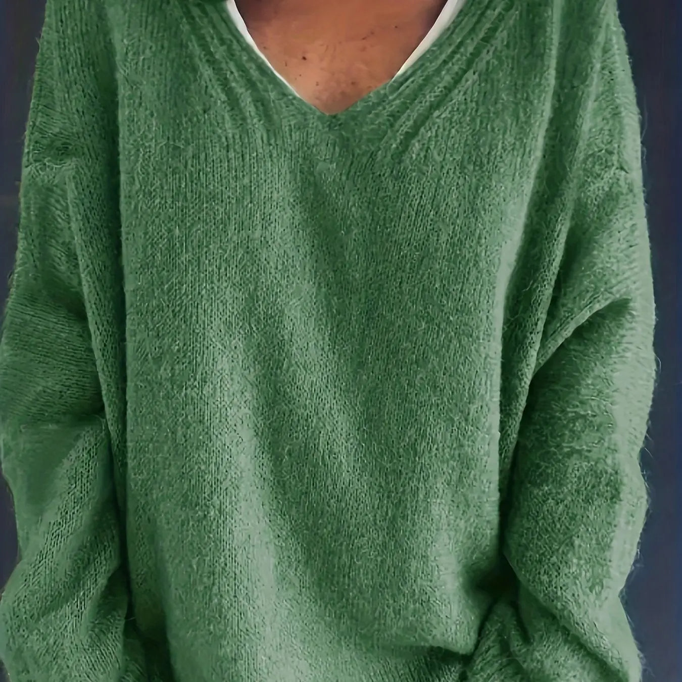 Relaxed Fit V-Neck Sweater for Full Figure Women
