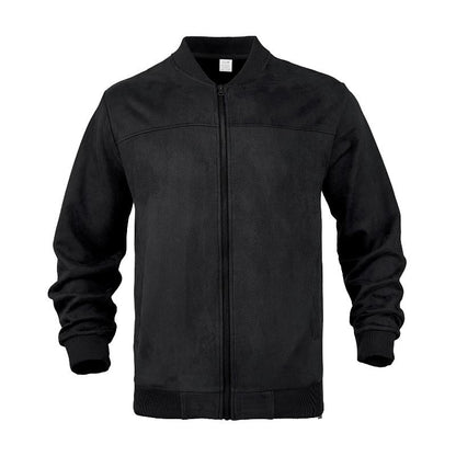 Casual Brown Suede Men's Stand Collar Jacket