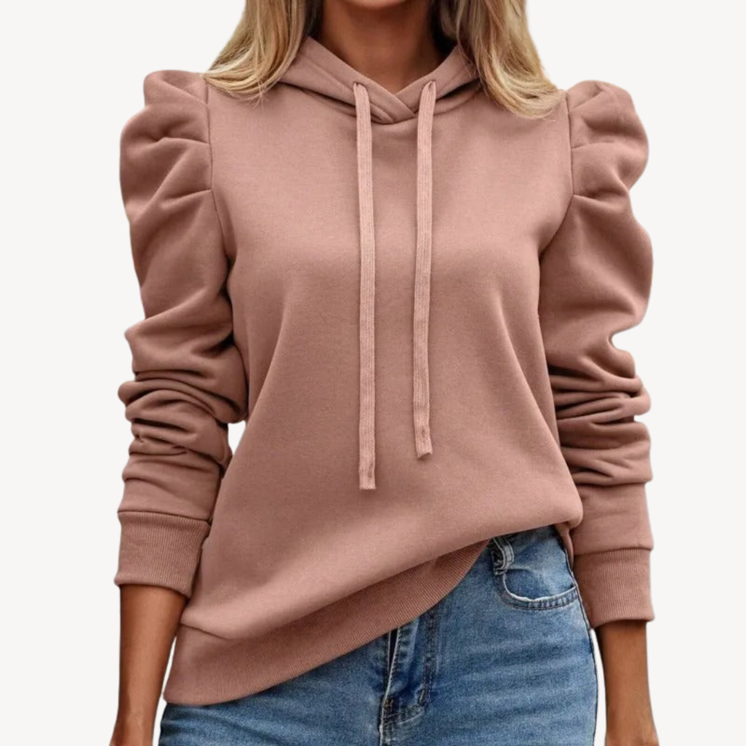 Relaxed Fit Womens Puffy Hooded Sweater