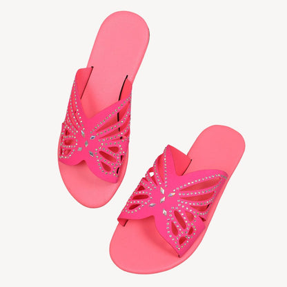 Comfortable Sparkly Floral Women's Flat Sandals