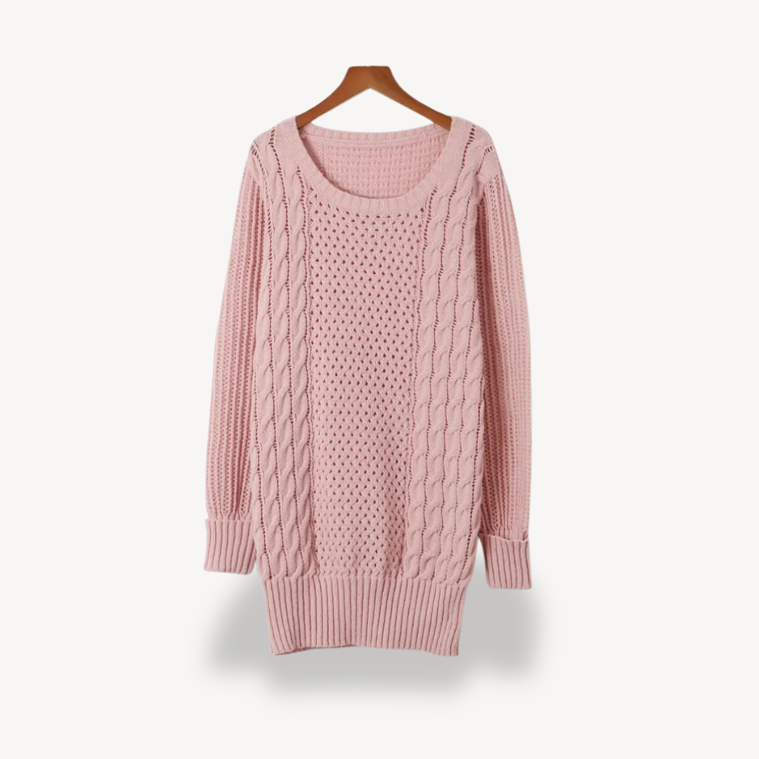 Cozy Crew Neck Sweater Dress for Women - OutfitLondon