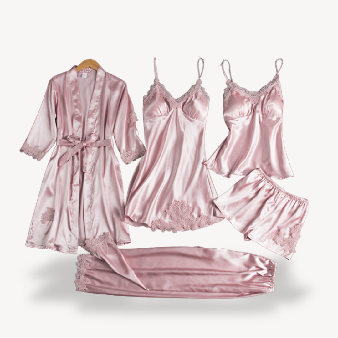 Silky Smooth Nightwear Set with Kimono Robe - OutfitLondon