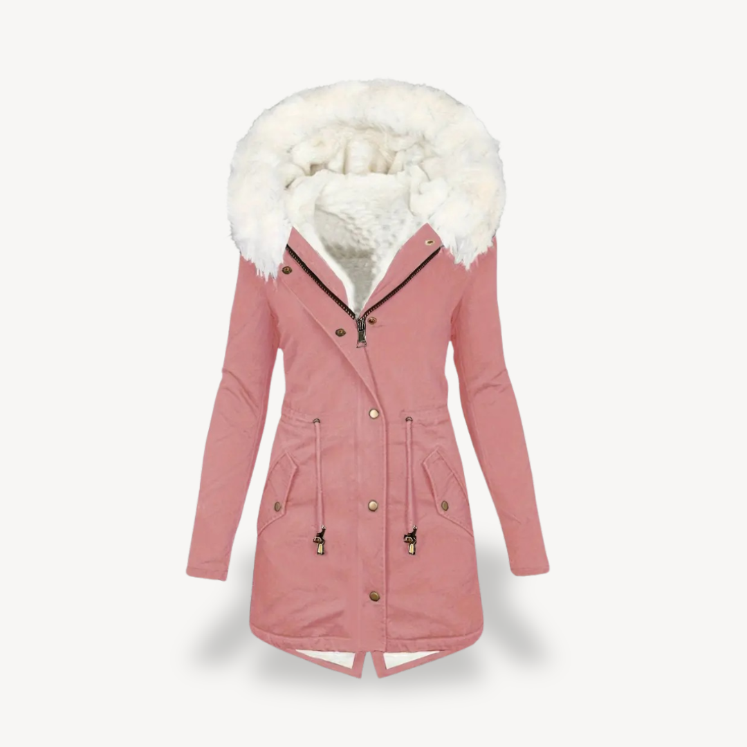 Ladies Synthetic Fur Hooded Coat Jacket