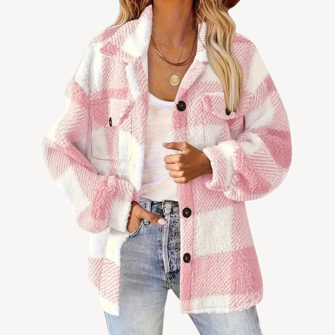 Warm Checked Winter Coat for Ladies