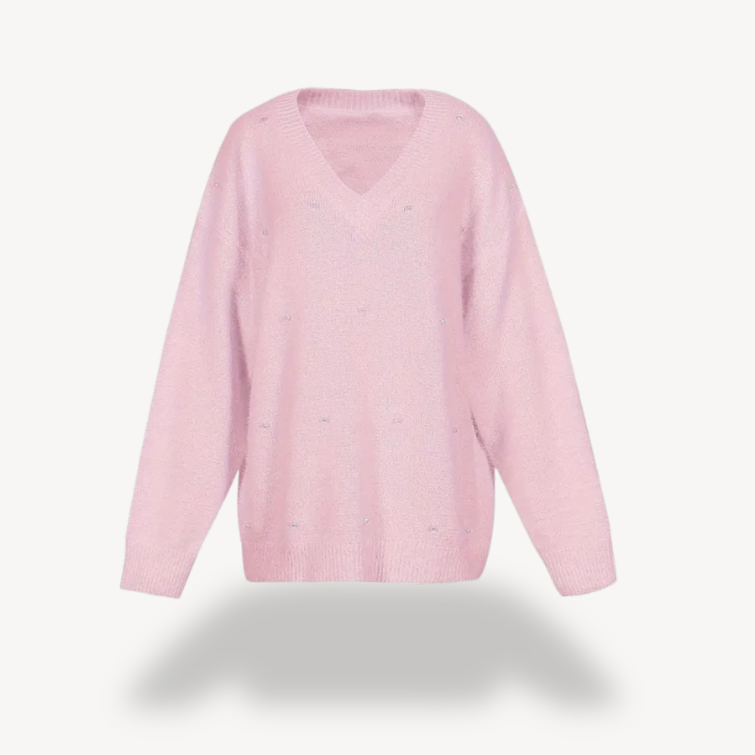 Classic V Neck Knit Sweater for Ladies - OutfitLondon