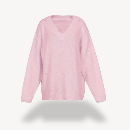 Classic V Neck Knit Sweater for Ladies - OutfitLondon