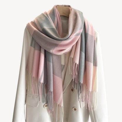Classic Checkered Wool Scarf for Ladies