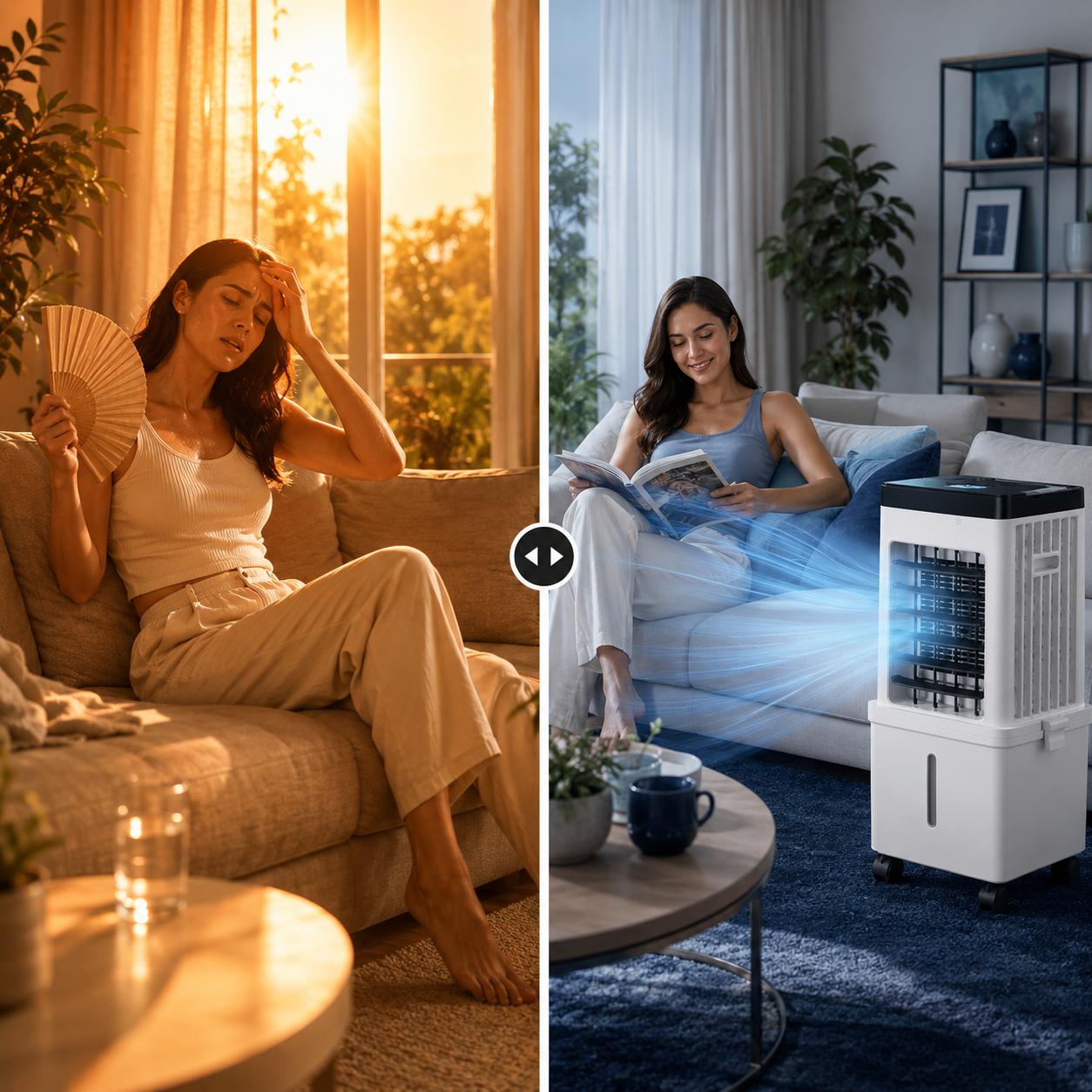 Portable 3-in-1 Air Cooler, Humidifier & Purifier