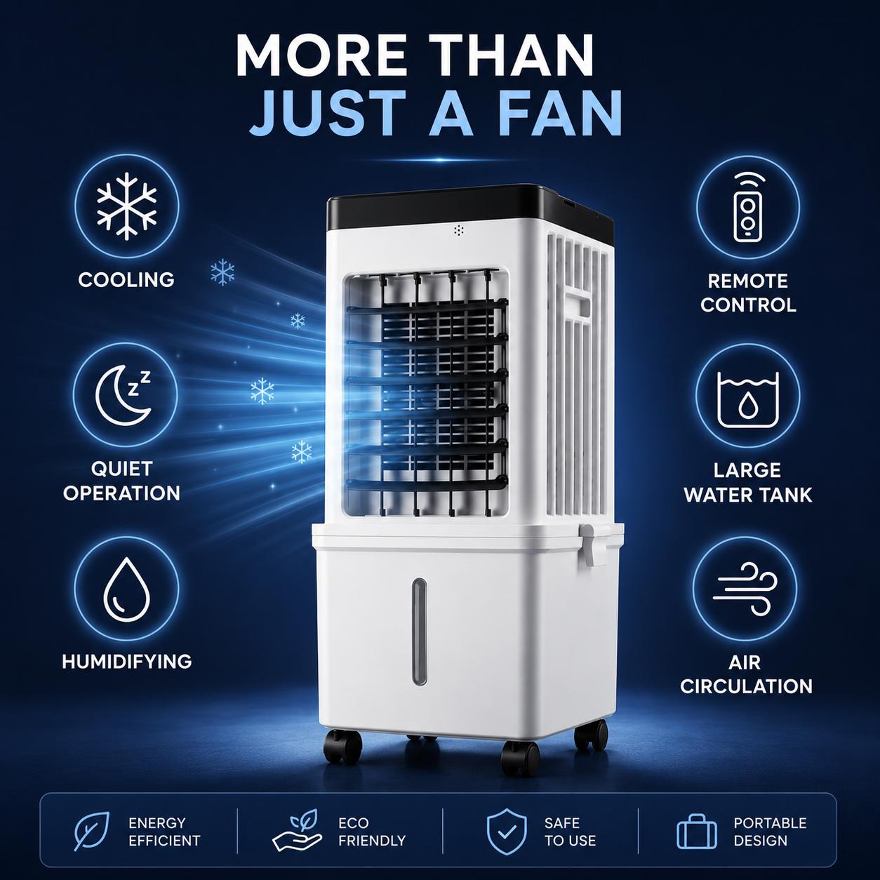 Portable 3-in-1 Air Cooler, Humidifier & Purifier