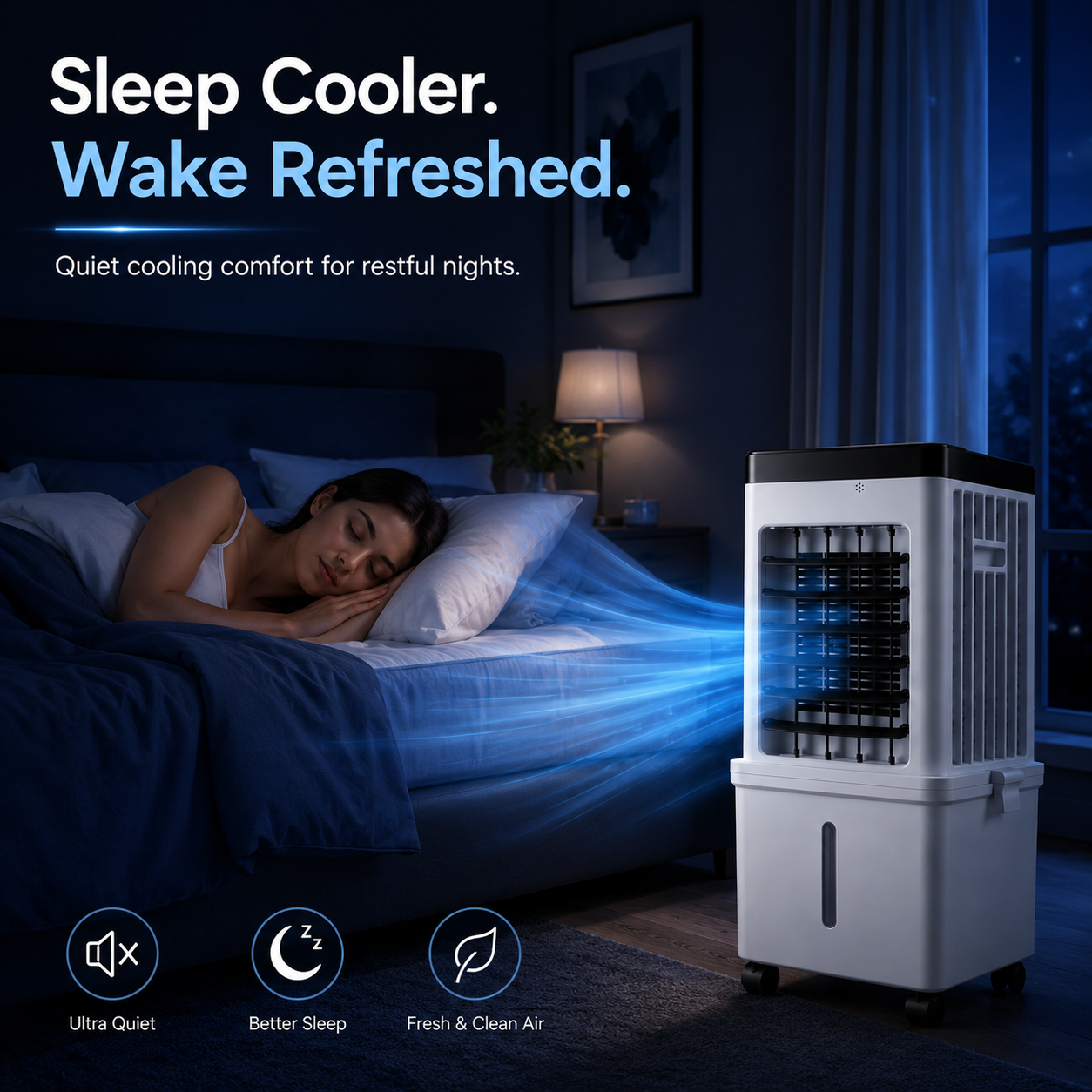 Portable 3-in-1 Air Cooler, Humidifier & Purifier