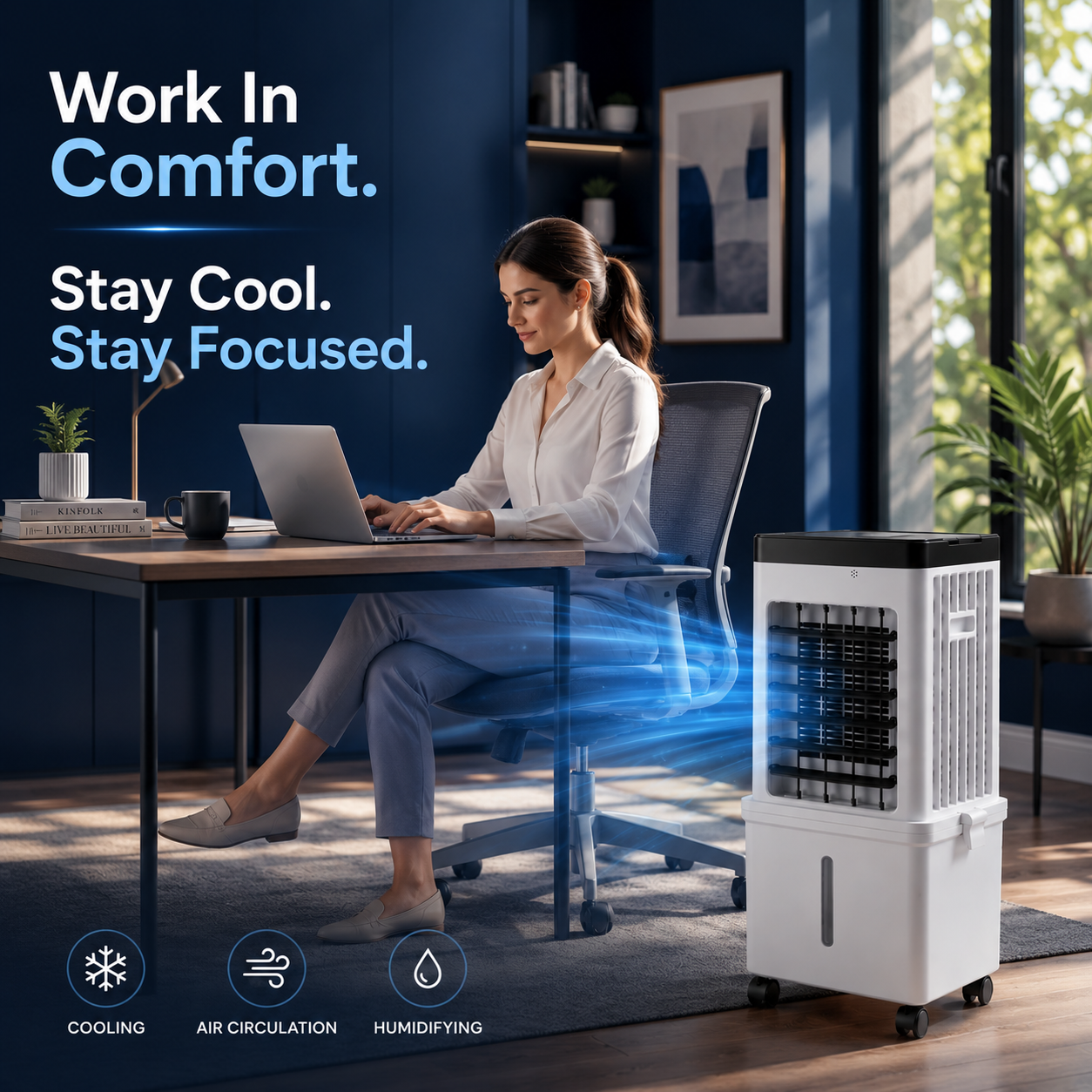 Portable 3-in-1 Air Cooler, Humidifier & Purifier