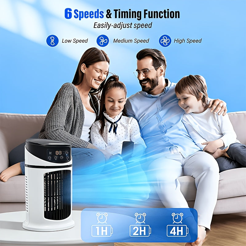 Portable 4-in-1 Mist Cooling Fan with LED Light