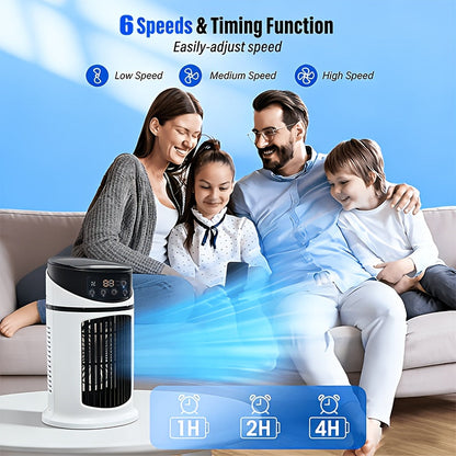 Portable 4-in-1 Mist Cooling Fan with LED Light
