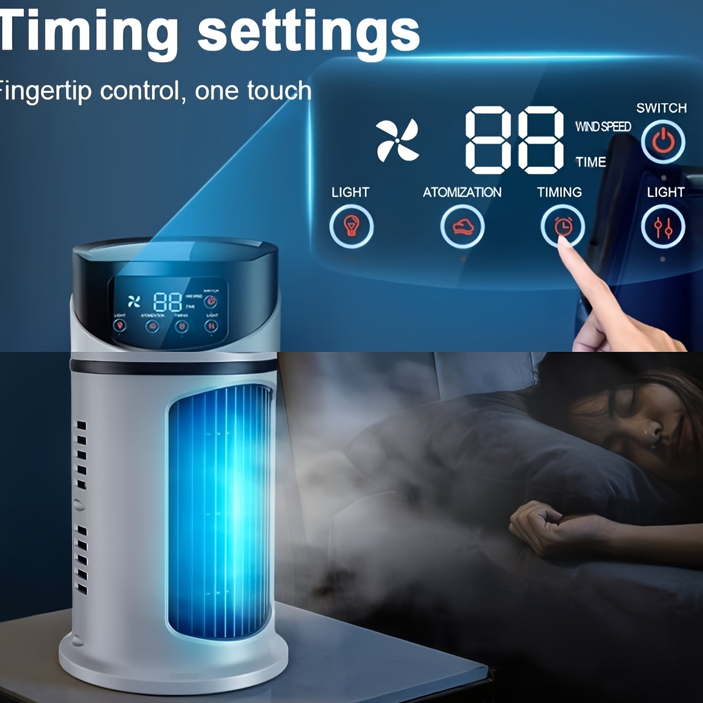 Portable 4-in-1 Mist Cooling Fan with LED Light