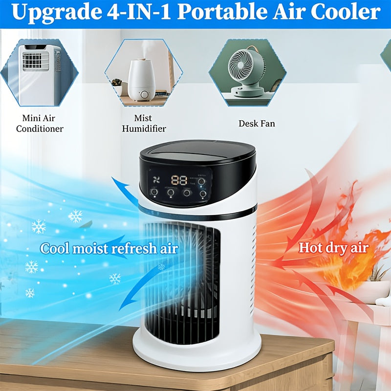 Portable 4-in-1 Mist Cooling Fan with LED Light