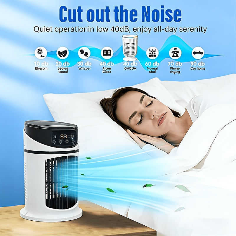 Portable 4-in-1 Mist Cooling Fan with LED Light