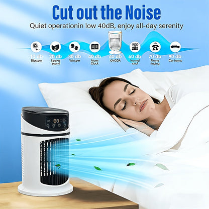 Portable 4-in-1 Mist Cooling Fan with LED Light