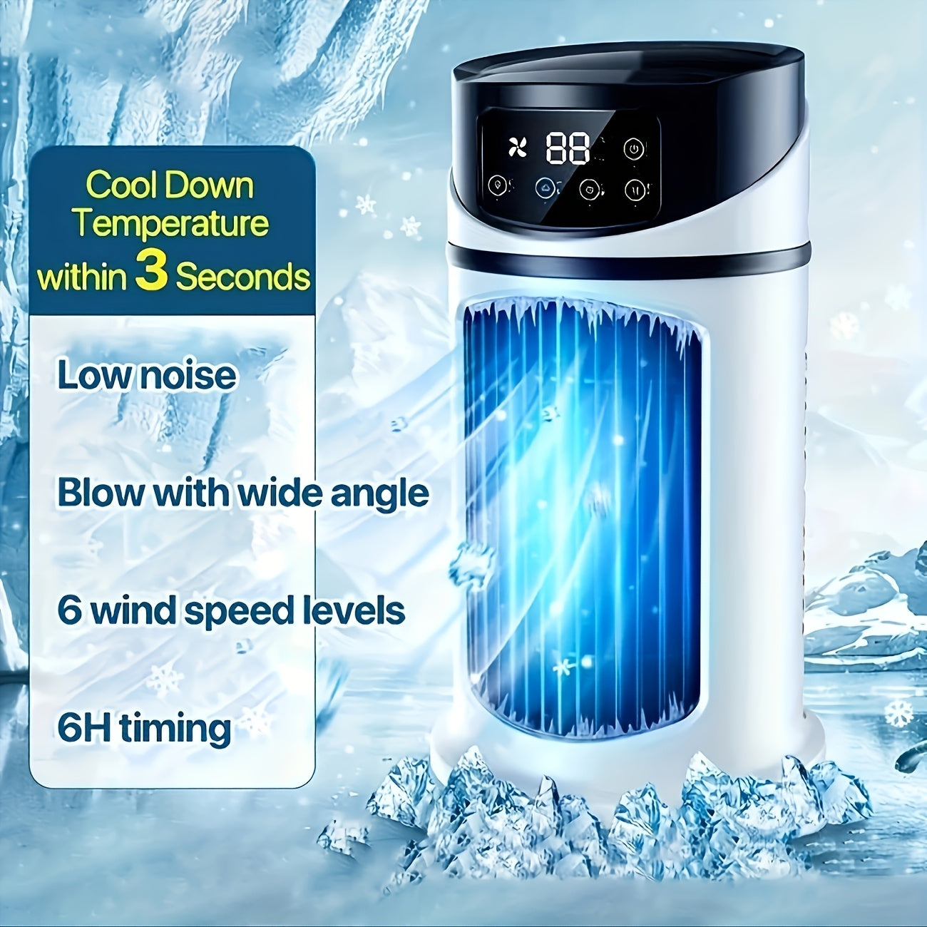 Portable 4-in-1 Mist Cooling Fan with LED Light