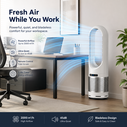 Portable Bladeless Tower Fan for Home & Office