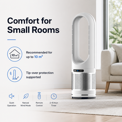 Portable Bladeless Tower Fan for Home & Office