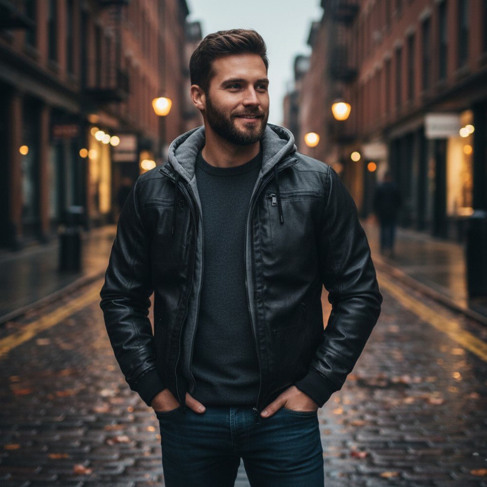Luxury Fleece Lined Leather Coat - OutfitLondon