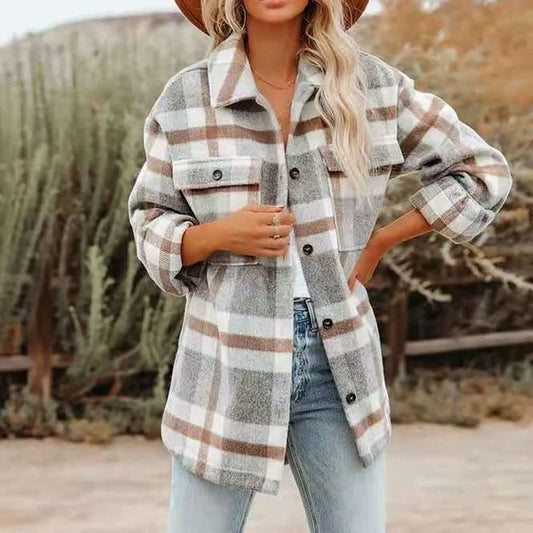 Classic Comfortable Plaid Shirt for Women - OutfitLondon