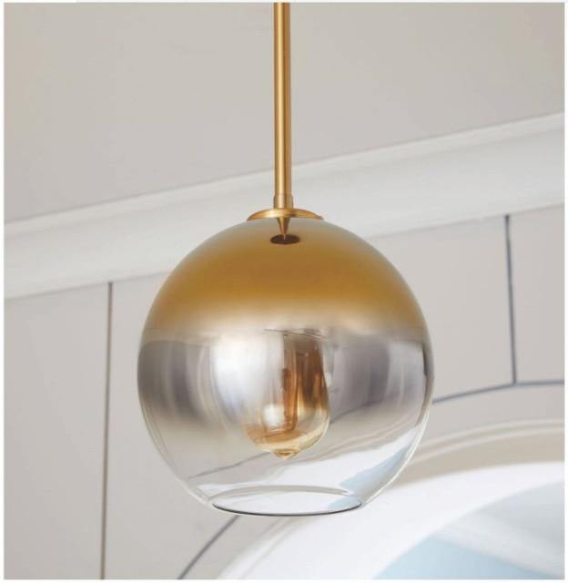 Elegant Amber Pendant Light in Glass and Metal