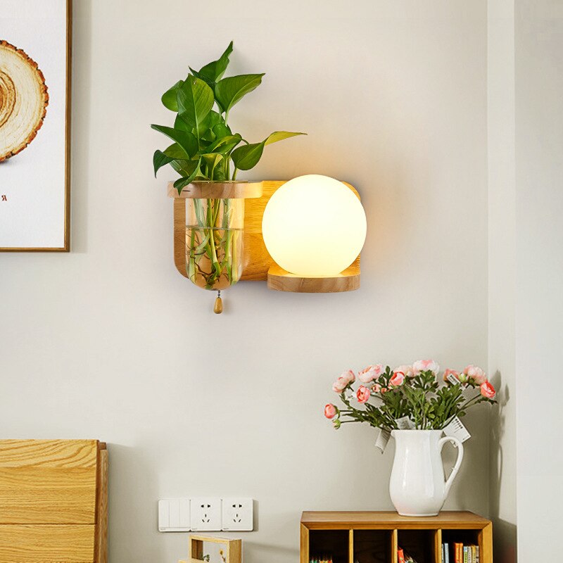 Rustic Wood Hanging Wall Light - OutfitLondon