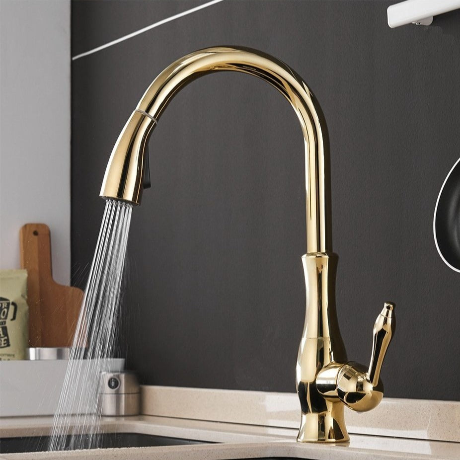 Brushed Steel Single Handle Kitchen Sink Faucet