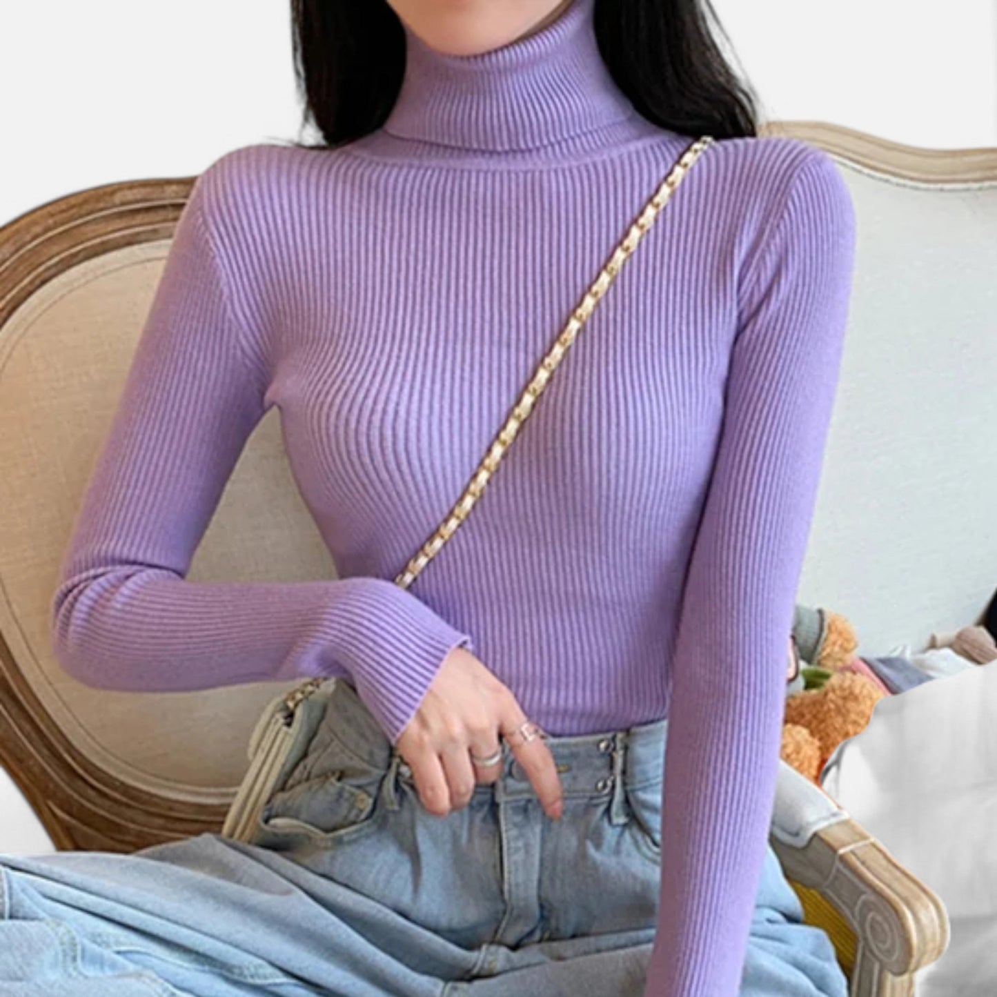 Warm Knitted Women's Turtleneck Jumper