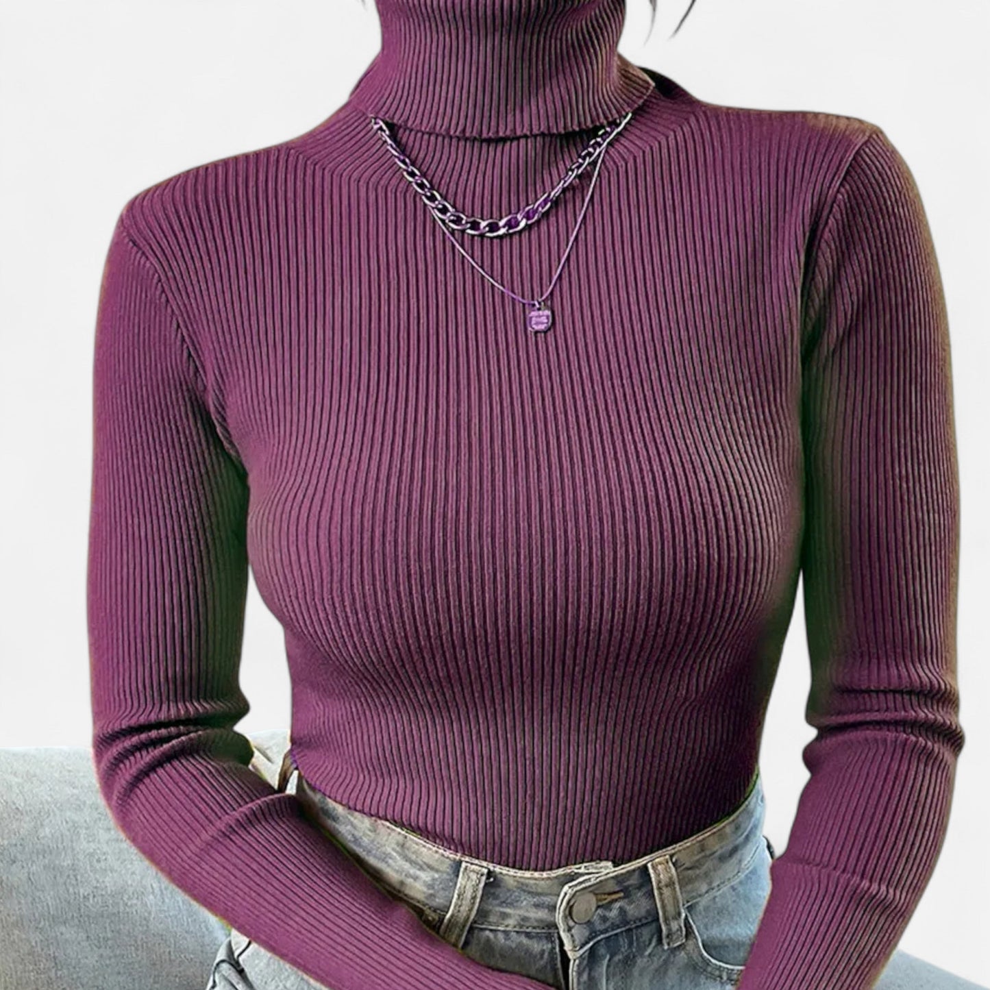 Warm Knitted Women's Turtleneck Jumper