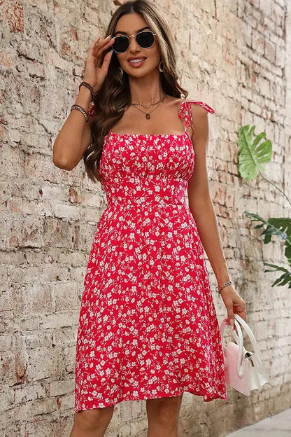 Pretty Flower Pattern Summer Party Dress