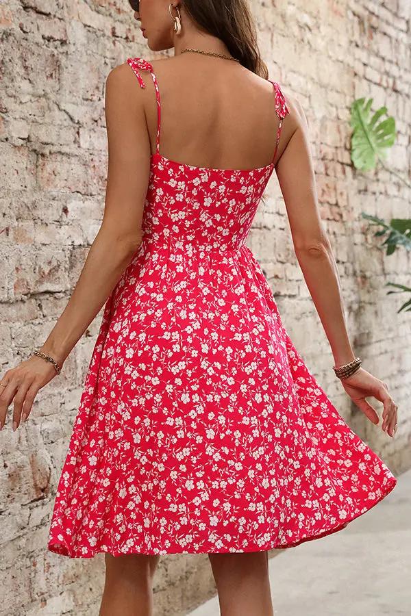 Pretty Flower Pattern Summer Party Dress