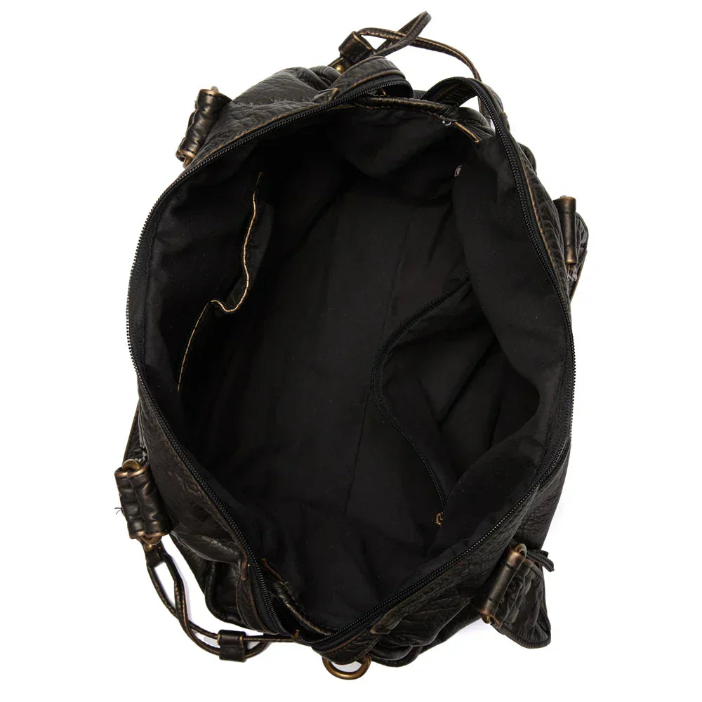 Durable Leather School Backpack with Strong Strap