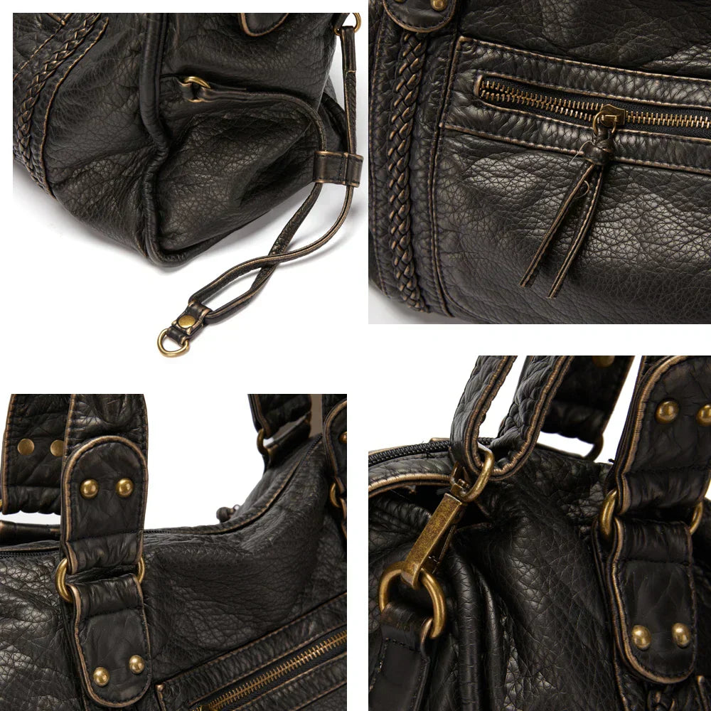 Durable Leather School Backpack with Strong Strap