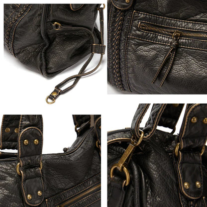 Durable Leather School Backpack with Strong Strap