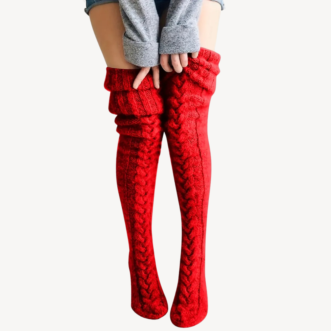 Warm Cable Knee High Socks - OutfitLondon